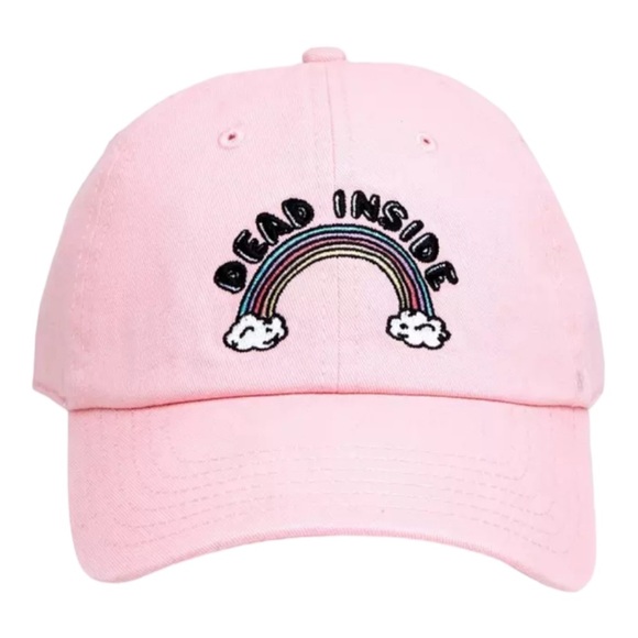 Hot Topic Accessories - Dead Inside Pink Rainbow Baseball Hat Embroidered Cap Adjustable Hot Topic Emo